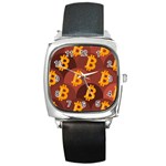 Cryptocurrency Bitcoin Digital Square Metal Watch