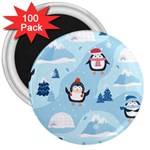 Christmas Seamless Pattern With Penguin 3  Magnets (100 pack)