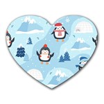 Christmas Seamless Pattern With Penguin Heart Mousepads