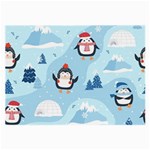 Christmas Seamless Pattern With Penguin Large Glasses Cloth (2 Sides)