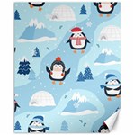 Christmas Seamless Pattern With Penguin Canvas 11  x 14 