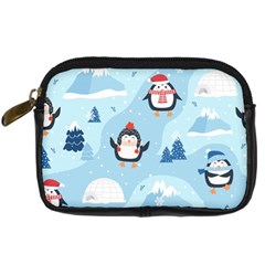 Christmas Seamless Pattern With Penguin Digital Camera Leather Case by Vaneshart