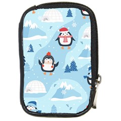 Christmas Seamless Pattern With Penguin Compact Camera Leather Case by Vaneshart