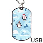 Christmas Seamless Pattern With Penguin Dog Tag USB Flash (Two Sides) Back