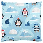 Christmas Seamless Pattern With Penguin Large Cushion Case (Two Sides)