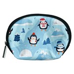 Christmas Seamless Pattern With Penguin Accessory Pouch (Medium)
