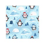 Christmas Seamless Pattern With Penguin Small Satin Scarf (Square)