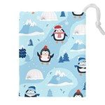 Christmas Seamless Pattern With Penguin Drawstring Pouch (4XL)