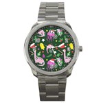 Colorful Funny Christmas Pattern Sport Metal Watch Front