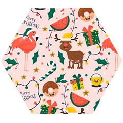 Colorful Funny Christmas Pattern Wooden Puzzle Hexagon by Vaneshart