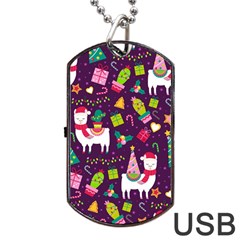 Colorful Funny Christmas Pattern Dog Tag Usb Flash (two Sides)
