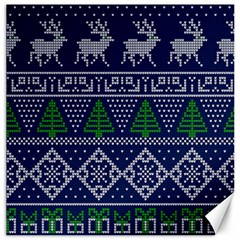 Beautiful Knitted Christmas Pattern Blur Green Canvas 12  X 12  by Vaneshart