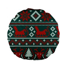 Beautiful Knitted Christmas Pattern Standard 15  Premium Flano Round Cushions by Vaneshart