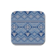 Beautiful Knitted Christmas Pattern Rubber Square Coaster (4 Pack)  by Vaneshart