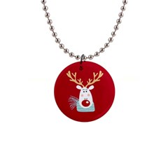 Xmas Deer Button Necklace by xmasyancow