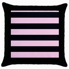 Black And Light Pastel Pink Large Stripes Goth Mime French Style Throw Pillow Case (black) by genx