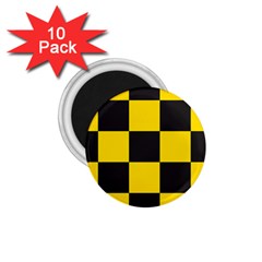 Checkerboard Pattern Black And Yellow Ancap Libertarian 1 75  Magnets (10 Pack)  by snek