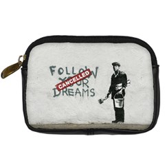 Banksy Graffiti Original Quote Follow Your Dreams Cancelled Cynical With Painter Digital Camera Leather Case by snek