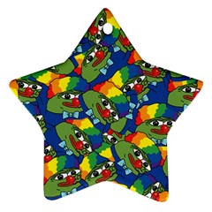 Clown World Pepe The Frog Honkhonk Meme Kekistan Funny Pattern Blue  Star Ornament (two Sides) by snek