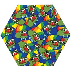 Clown World Pepe The Frog Honkhonk Meme Kekistan Funny Pattern Blue  Wooden Puzzle Hexagon by snek