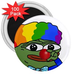Clown World Pepe The Frog Honkhonk Meme Kekistan Funny 3  Magnets (100 Pack) by snek