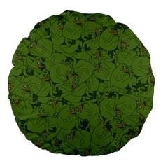 Groyper Pepe The Frog Original Meme Funny Kekistan Green Pattern Large 18  Premium Round Cushions by snek