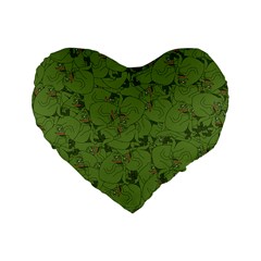 Groyper Pepe The Frog Original Meme Funny Kekistan Green Pattern Standard 16  Premium Flano Heart Shape Cushions by snek