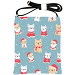 Cute French Bulldog Puppy Dog Christmas Costume Seamless Pattern Shoulder Sling Bag Front
