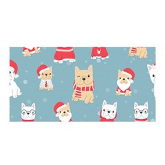 Cute French Bulldog Puppy Dog Christmas Costume Seamless Pattern Satin Wrap by Vaneshart