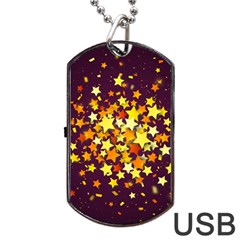 Colorful Confetti Stars Paper Particles Scattering Randomly Dark Background With Explosion Golden St Dog Tag Usb Flash (one Side)