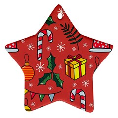 Colorful Funny Christmas Pattern Star Ornament (two Sides) by Vaneshart