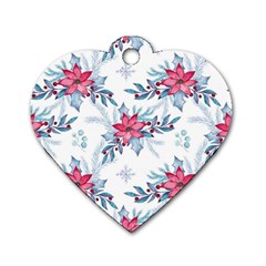 Watercolor Christmas Floral Seamless Pattern Dog Tag Heart (two Sides) by Vaneshart
