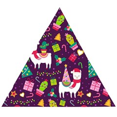 Colorful Funny Christmas Pattern Wooden Puzzle Triangle by Vaneshart
