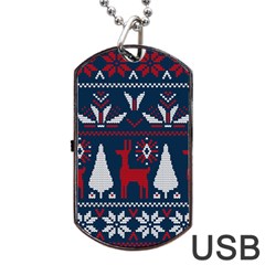 Knitted Christmas Pattern Dog Tag Usb Flash (two Sides)