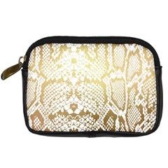 White And Gold Snakeskin Digital Camera Leather Case by mccallacoulture