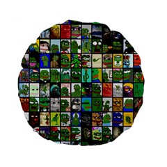 Pepe The Frog Memes Of 2019 Picture Patchwork Pattern Standard 15  Premium Round Cushions by snek