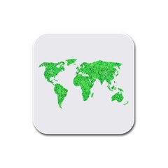 Environment Concept World Map Illustration Rubber Square Coaster (4 Pack)  by dflcprintsclothing