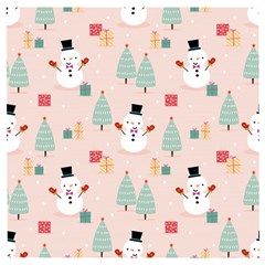 Cute Snowman Christmas Season Seamless Pattern Wooden Puzzle Square by Vaneshart