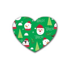 Cute Face Christmas Character Cute Santa Claus Reindeer Snowman Penguin Heart Coaster (4 Pack)  by Vaneshart