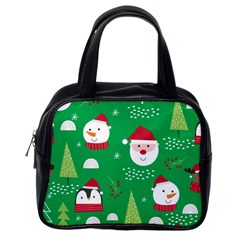 Cute Face Christmas Character Cute Santa Claus Reindeer Snowman Penguin Classic Handbag (one Side) by Vaneshart