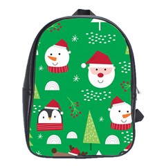Cute Face Christmas Character Cute Santa Claus Reindeer Snowman Penguin School Bag (xl) by Vaneshart