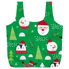 Cute Face Christmas Character Cute Santa Claus Reindeer Snowman Penguin Full Print Recycle Bag (xxl) by Vaneshart