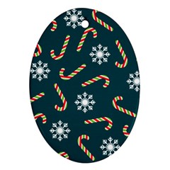 Christmas Seamless Pattern With Candies Snowflakes Oval Ornament (two Sides) by Vaneshart