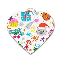 Funny Christmas Pattern Dog Tag Heart (two Sides) by Vaneshart