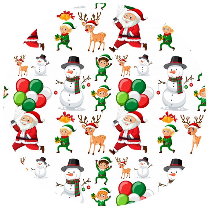 Seamless Pattern Christmas Wooden Puzzle Round