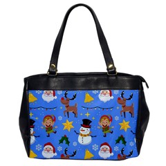 Funny Christmas Pattern With Snowman Reindeer Oversize Office Handbag by Vaneshart