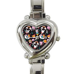 Colorful Funny Christmas Pattern Merry Xmas Heart Italian Charm Watch by Vaneshart