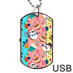 Hand Drawn Christmas Pattern Collection Dog Tag Usb Flash (one Side)