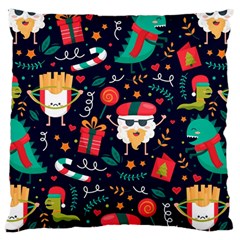 Colorful Funny Christmas Pattern Cute Cartoon Large Cushion Case (one Side) by Vaneshart