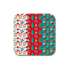 Funny Christmas Pattern Hohoho Rubber Square Coaster (4 Pack)  by Vaneshart